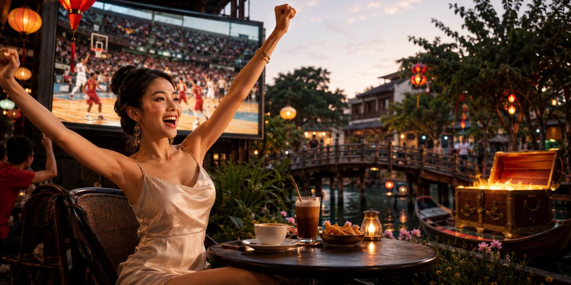 Người dùng Hà Nội đặt cược bóng rổ qua điện thoại bên cốc cà phê buổi tối